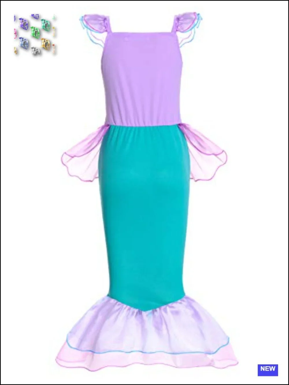 Little Mermaid Girls Costume Dress Wig Crown Wand Halloween Cosplay